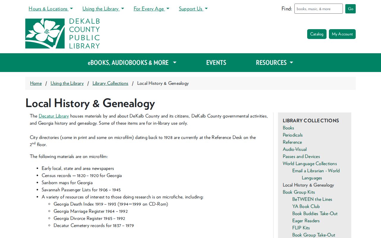 Tucker people directories at DeKalb library local history