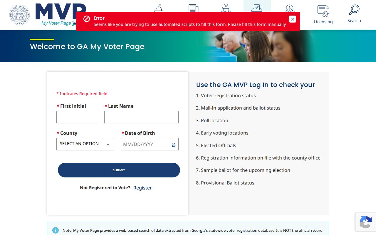 Tucker voter registration lookup on Georgia My Voter Page